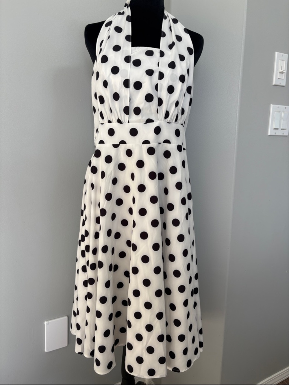 Belle Poque Vintage Style White Dress with Polka dots